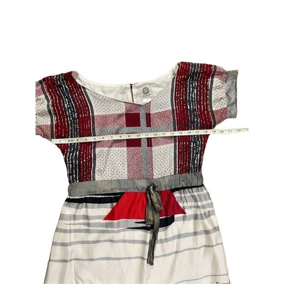 Launch by Susan Young abstract sailboat novelty 100% silk dress size XS - Picture 9 of 13